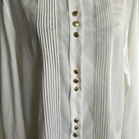 Stylish White Button Down by Collections Internationale style A6603 size 10 - Picture 6 of 7